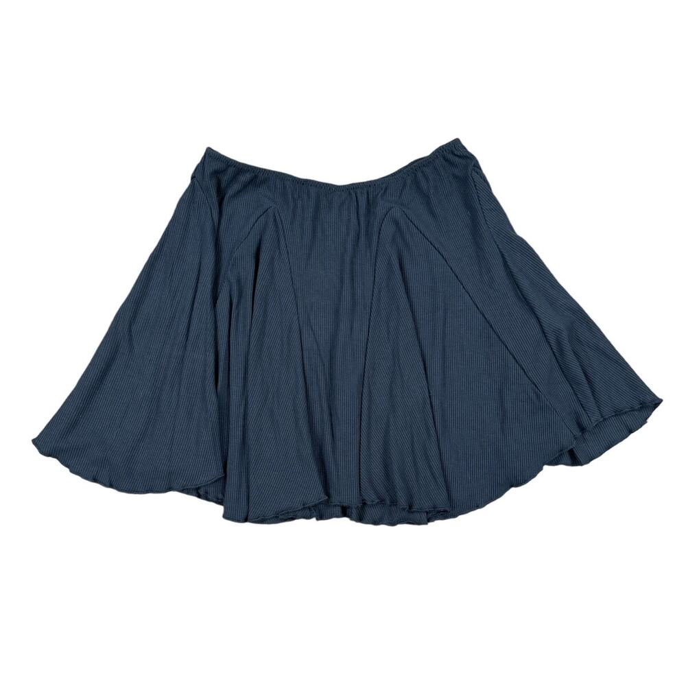 Urban Outfitters - Flare Panelled Rib Mini Skirt in Navy Blue